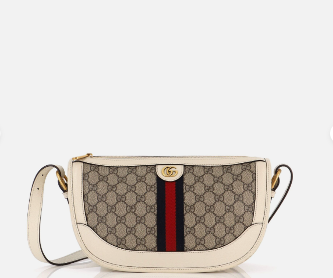 Gucci Ophidia Curved Zip Shoulder Bag GG Coated Canvas Large Brown